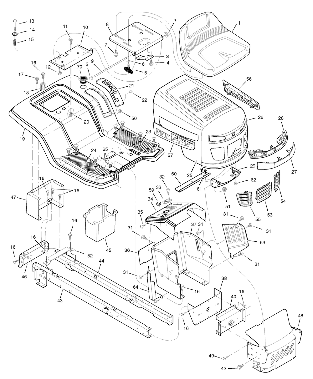 Chassis And Hood Diagram and Parts List for 7800494-465624X108A 2009 Briggs and Stratton Lawn Tractor